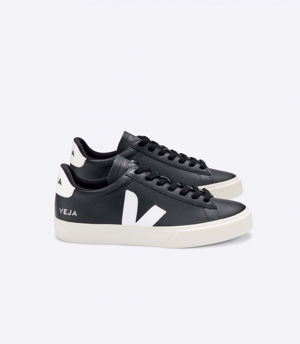 Veja Trainers Mens Black/White - Campo Chromefree - YLRC-53716